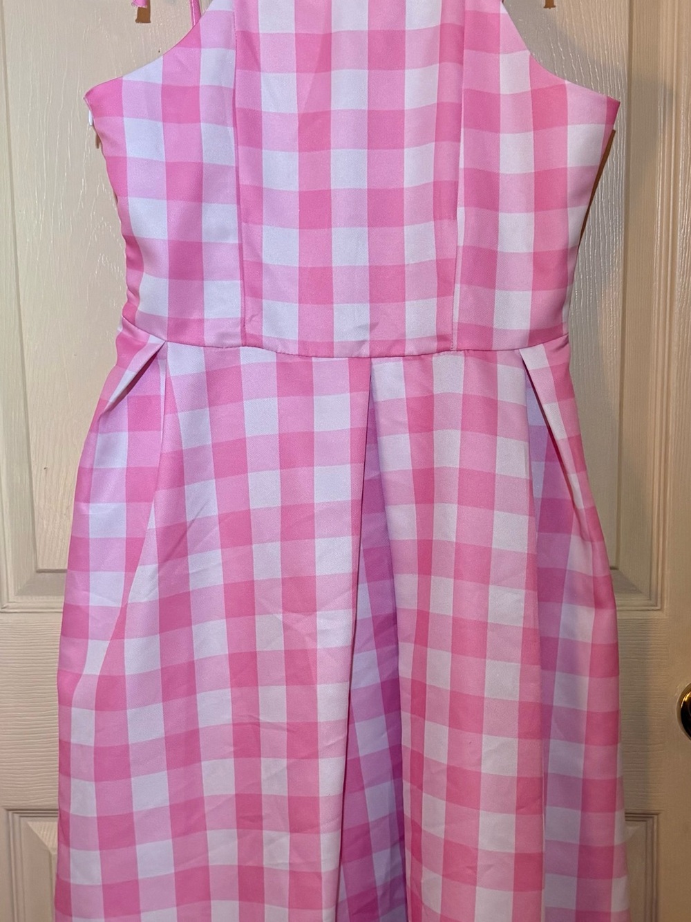 Vince Camuto Pink and White Gingham Midi Dress